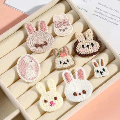 Cartoon Cute Animal Little Rabbit Embroidery Cloth Patches DIY Clothing Apparel Decorative Accessories Polyester Thread