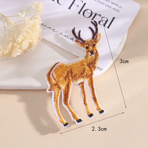 Cartoon Animal Embroidery Patches Polyester Cute Tiger Deer Rabbit Dog Sewing Applique DIY Garment Accessories Badge
