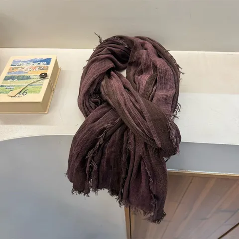 Retro Striped Polyester Scarf Women Lightweight Tassels Long Neck Scarf Casual Travel Fashion Shawl Wrap