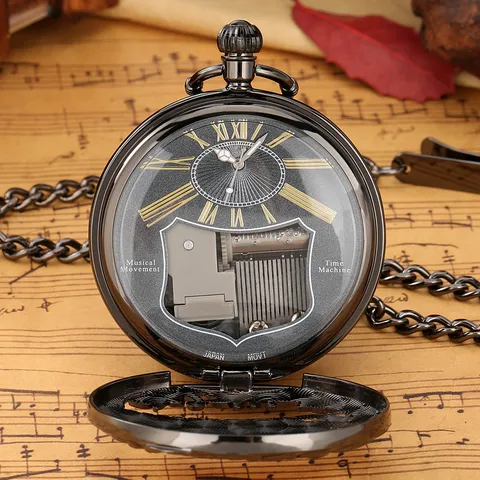 Ρετρό Steampunk Ανοιχτή Ατμομηχανή Χαλαζία Ρολόι Τσέπης Με Μουσικό Κουτί Βίντατζ Μηχανικό Ρολόι Τσέπης Μοναδικό Δώρο