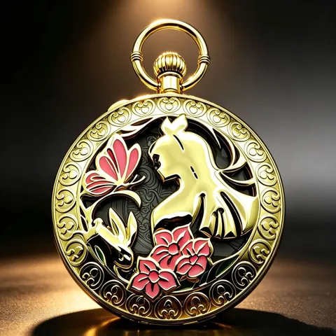 Vintage Hollow Carved Music Pocket Watch Quartz Pocket Watch With Chain And Gift Box For Women
