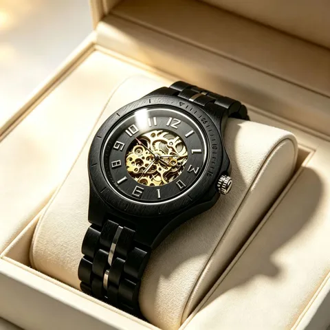 Hölzerne Mechanische Uhr Für Männer Skelett Automatikuhr Holzarmband Mode Business Freizeit Armbanduhr