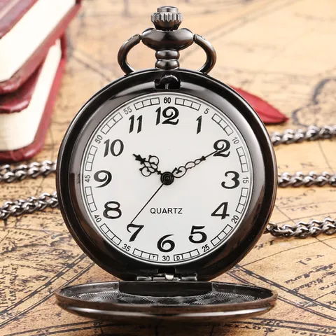 Vintage Smooth Surface Quartz Pocket Watch Unisex Necklace Pocket Watch Classic Retro Timepiece Gift