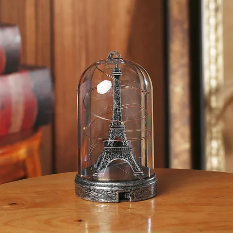 Luce Notturna LED Retro Torre Eiffel di Parigi Ornamenti in Resina Decorazione per la Casa Creativa Lampada da Tavolo Luminosa Regalo Per Studenti