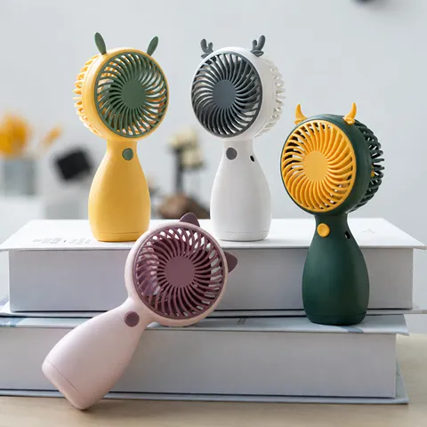 Mini Ventilatore Portatile a Mano USB Ricaricabile Design Carino con Orecchie di Animale Ventilatore da Tasca con Cordino per Ufficio Esterno Studente