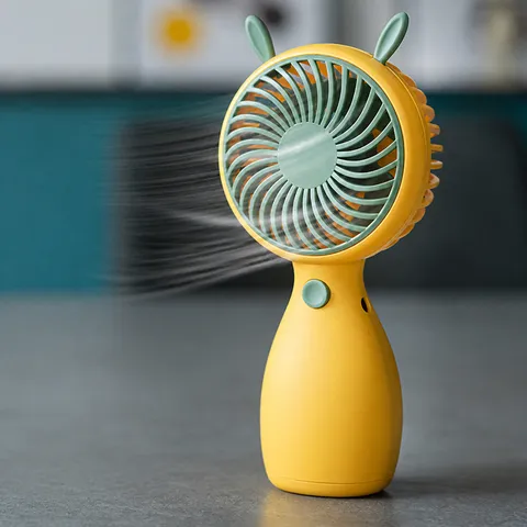 Mini Ventilatore Portatile a Mano USB Ricaricabile Design Carino con Orecchie di Animale Ventilatore da Tasca con Cordino per Ufficio Esterno Studente