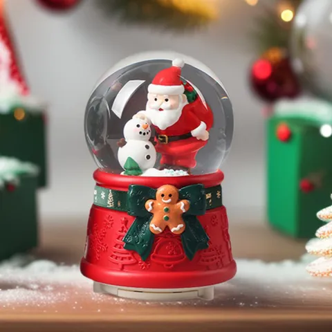 Natale Palla di Cristallo Carillon Globo di Neve Con Luce Notturna LED Resina Babbo Natale Pupazzo di Neve Decorazione Casa Regalo