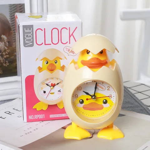 Sveglia Creativa a Forma di Pulcino in Resina con Guscio d'Uovo Simpatico Animale Ornamento da Tavolo Regalo per Studenti Camera da Letto
