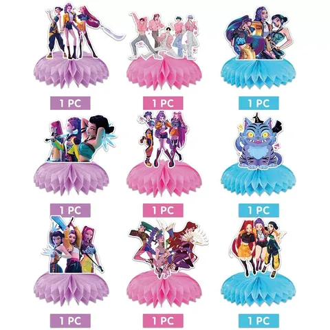 KPOP Theme Honeycomb Centerpieces Cute Cartoon Character Paper Table Decorations For Birthday Party Supplies