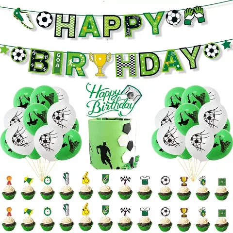Decoraciones de Fiesta de Cumpleaños Tema Fútbol Pancarta Globos Suministros de Fiesta