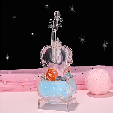Ornamento Liquido Creativo in Acrilico Luminoso a Forma di Violino Scocca Trasparente Decorazione da Scrivania Regalo di Compleanno
