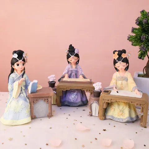 Statuetta Tradizionale Cinese di Ragazza Hanfu Ornamento in Resina Stile Antico Decorazione da Tavolo Regalo