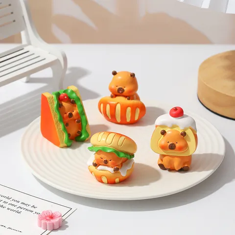 Carino Capibara Statuetta in Resina Ornamentale da Scrivania Animale Cartoon Miniatura Torta Cottura Decorazione Arredamento Casa Regalo