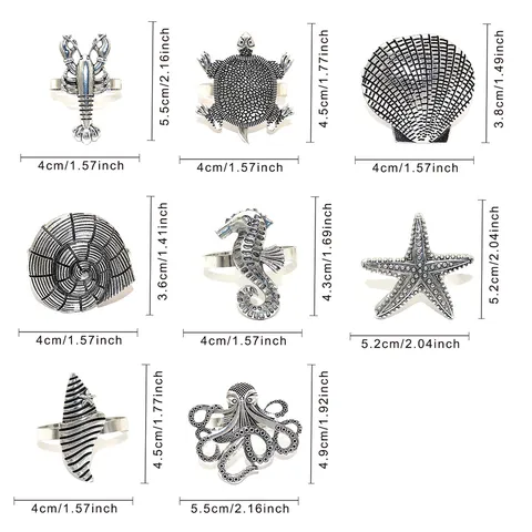 Set di Portatovaglioli in Metallo con Tema Oceano Lega Aragosta Stella Marina Supporti per Tovaglioli per Decorazione Tavola Estiva