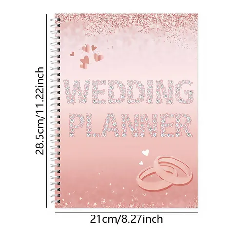 Wedding Planner Notebook Spiral Bound Engagement Planning Book Bride Gift Pink Glitter Journal Organizer