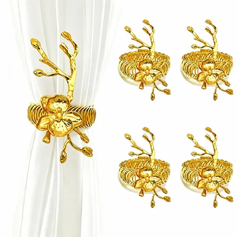Golden Orchid Curtain Tiebacks Metal Spring Drapery Holdbacks Elegant European Style Window Hardware Accessories