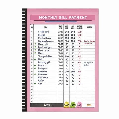 Bill Payment Tracker Notebook Financial Budget Planner Monthly Expense Ledger Spiral Bound Journal Office Supplies