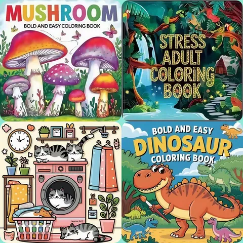 Adults And Kids Stress Relief Coloring Book Cute Cartoon Animals Nature Landscapes Drawing Book For Concentration Training