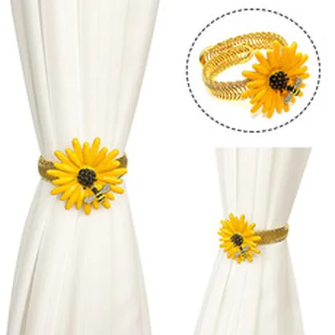 Daisy Flower Curtain Tiebacks Decorative Spring Drapery Holdbacks Window Curtain Holders Home Decor
