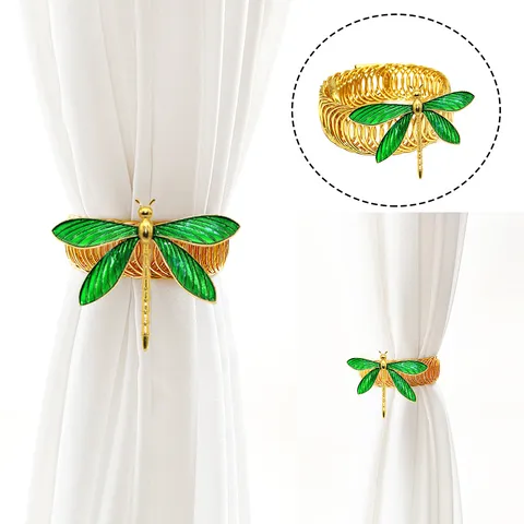 Creative Dragonfly Curtain Tieback Metal Spring Curtain Holdback Emerald Green Enamel Window Decoration Home Decor