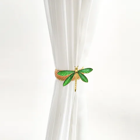 Creative Dragonfly Curtain Tieback Metal Spring Curtain Holdback Emerald Green Enamel Window Decoration Home Decor