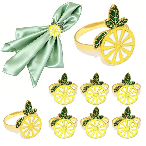 Alloy Lemon Napkin Ring Yellow Fruit Napkin Holder For Hotel Wedding Party Dinner Table Decoration Kitchen Accessories