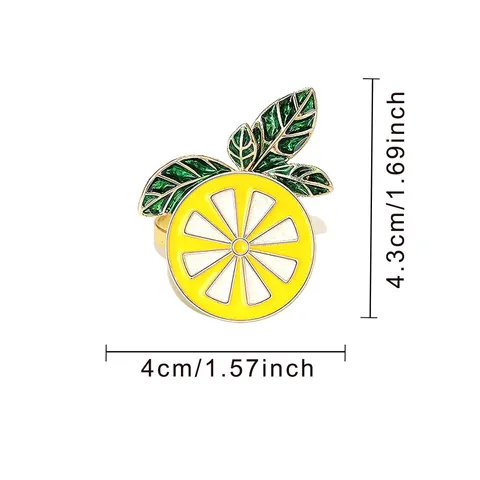 Alloy Lemon Napkin Ring Yellow Fruit Napkin Holder For Hotel Wedding Party Dinner Table Decoration Kitchen Accessories