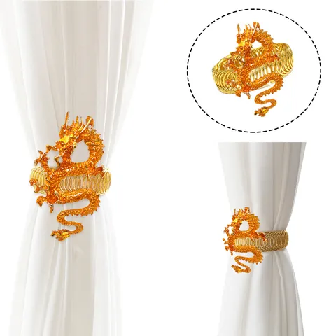 Fibbia per Tendaggi Drago Nuovo Stile Cinese Clip per Tende a Molla in Metallo Senza Punzone Accessori per Tende da Camera da Letto Finitura Oro