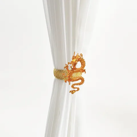 Fibbia per Tendaggi Drago Nuovo Stile Cinese Clip per Tende a Molla in Metallo Senza Punzone Accessori per Tende da Camera da Letto Finitura Oro