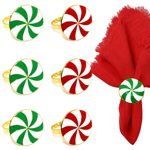 Portatovaglioli Natalizi Festivi Caramella Menta Portatovaglioli in Metallo Accessori per Tavola in Lega per Decorazione Tavola
