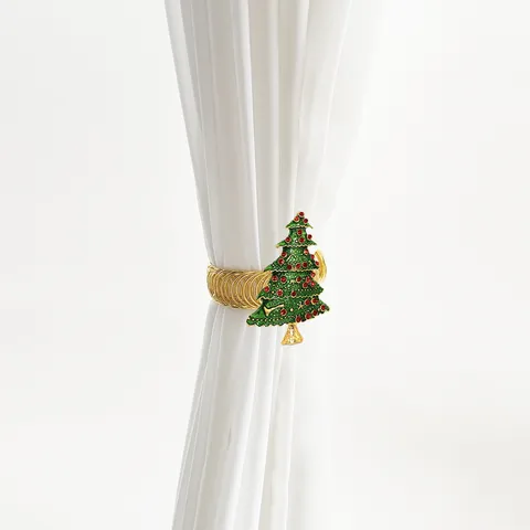Christmas Tree Metal Curtain Tieback Rhinestone Spring Curtain Clip Decorative Window Holdback Hardware Accessories