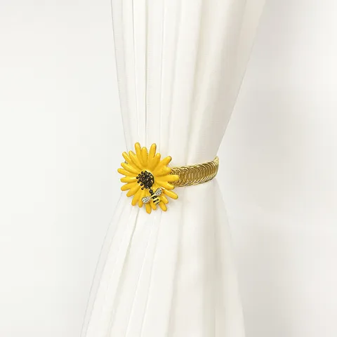Daisy Flower Curtain Tiebacks Decorative Spring Drapery Holdbacks Window Curtain Holders Home Decor