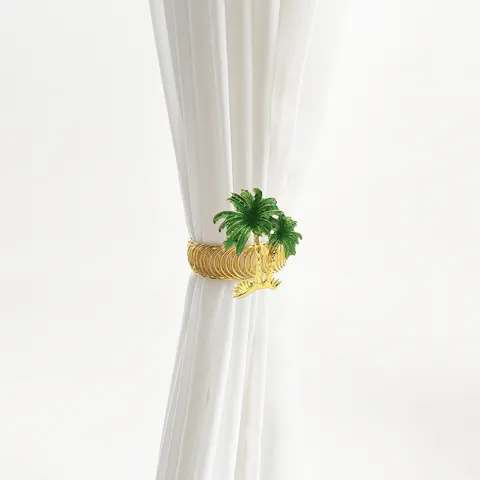 Fibbia per Tenda con Albero di Cocco Verde Hawaiano Molla in Metallo Fermatenda Moderno Minimalista Casa Decorativo Supporto per Tendaggi