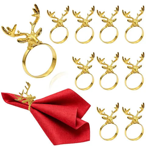 Natale Anello Portaserviette Renna Metallo Testa Cervo Portaserviette Oro Argento Oro Rosa Decorazione Tavola Articoli Festa