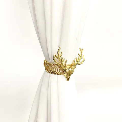 Fibbia per Tendina in Metallo Testa di Cervo Molla Fermacendina Decorativo Accessori per Tende