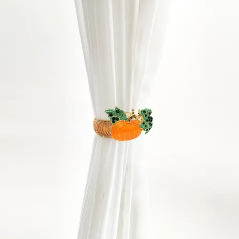 Thanksgiving Orange Pumpkin Curtain Tiebacks Modern Metal Spring Curtain Holdbacks Rhinestone Curtain Buckle