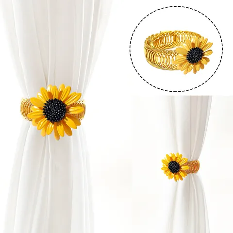 Modern Minimalist Sunflower Curtain Buckle Metal Spring Tieback Decorative Home Living Room Window Accessories