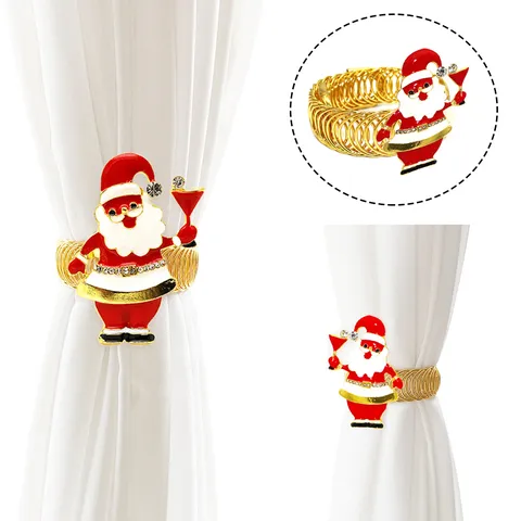 Natale Babbo Natale Fermatenda Molla in Metallo Clip per Tendina Strass Smalto Decorazione per Finestra Accessori Festivi