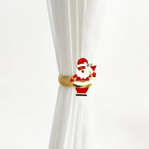 Natale Babbo Natale Fermatenda Molla in Metallo Clip per Tendina Strass Smalto Decorazione per Finestra Accessori Festivi