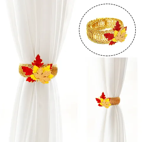 Metal Curtain Tieback Thanksgiving Maple Leaf Design Adjustable Spring Curtain Holdback Decorative Window Drapery Clip