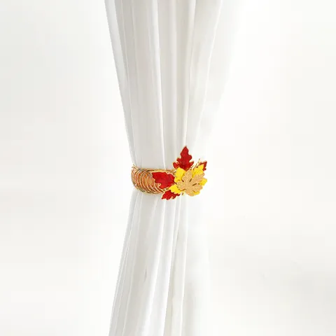 Metal Curtain Tieback Thanksgiving Maple Leaf Design Adjustable Spring Curtain Holdback Decorative Window Drapery Clip