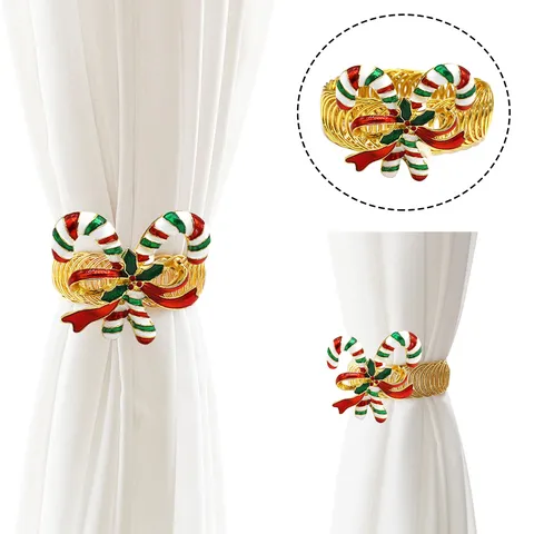 Fermatenda Natalizio Clip per Tende a Molla in Metallo Senza Punzonatura Decorazione Trattamento Finestre Accessori Oro Argento