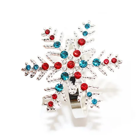 Portatovaglioli di Natale Strass Fiocco di Neve Albero Babbo Natale Lega Porta Tovaglioli Decorazione per Festa Matrimonio