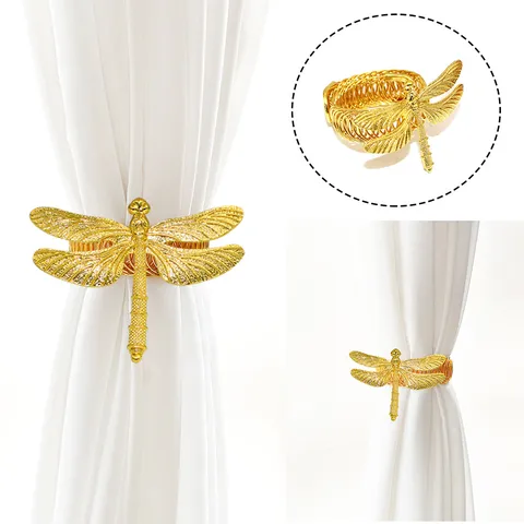 Creative Dragonfly Curtain Tieback Metal Spring Curtain Holdback Punch Free Drapery Accessory Home Decor Window Treatment
