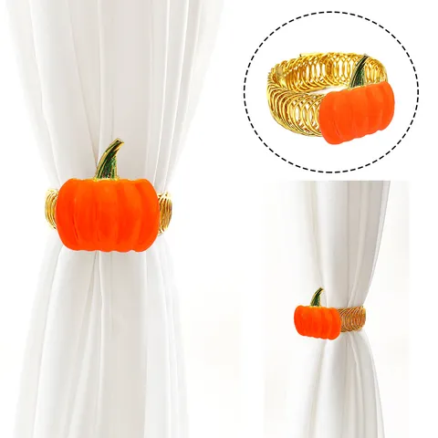 Thanksgiving Orange Pumpkin Curtain Tieback Metal Spring Curtain Clip Home Decorative Curtain Holdback