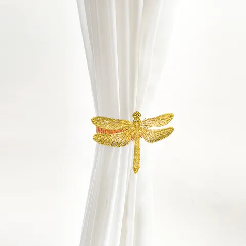 Creative Dragonfly Curtain Tieback Metal Spring Curtain Holdback Punch Free Drapery Accessory Home Decor Window Treatment