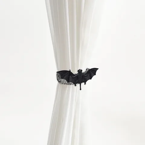 Halloween Black Bat Curtain Buckle Metal Spring Curtain Tieback Punch-Free Window Curtain Accessories Home Decor