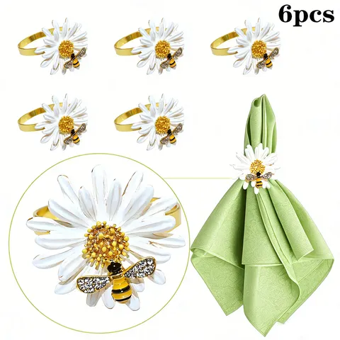 Portatovaglioli di Pasqua con Fiore di Margherita in Lega Strass Portatovaglioli Decorazione per Festa Matrimonio Banchetto