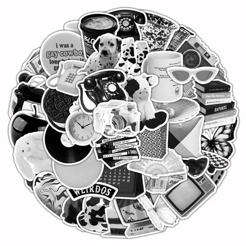 Schwarz und Weiß Ins Stil Wasserdichte Aufkleber Pack Retro Graffiti Abziehbilder Für Laptop Handyhülle Koffer