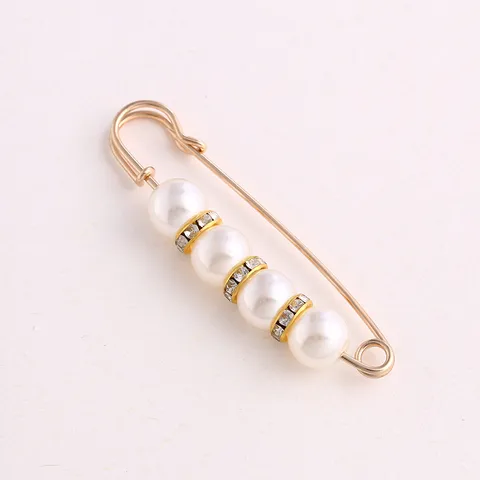 Pearl Waist Tightening Pin Brooch Anti-Glare Buckle Rhinestone Clothes Clip Decorative Jewelry Gift For Women